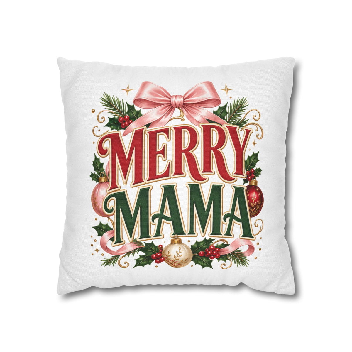 Merry Mama Christmas Pillowcase — Festive Holiday Decorative Pillow Cover
