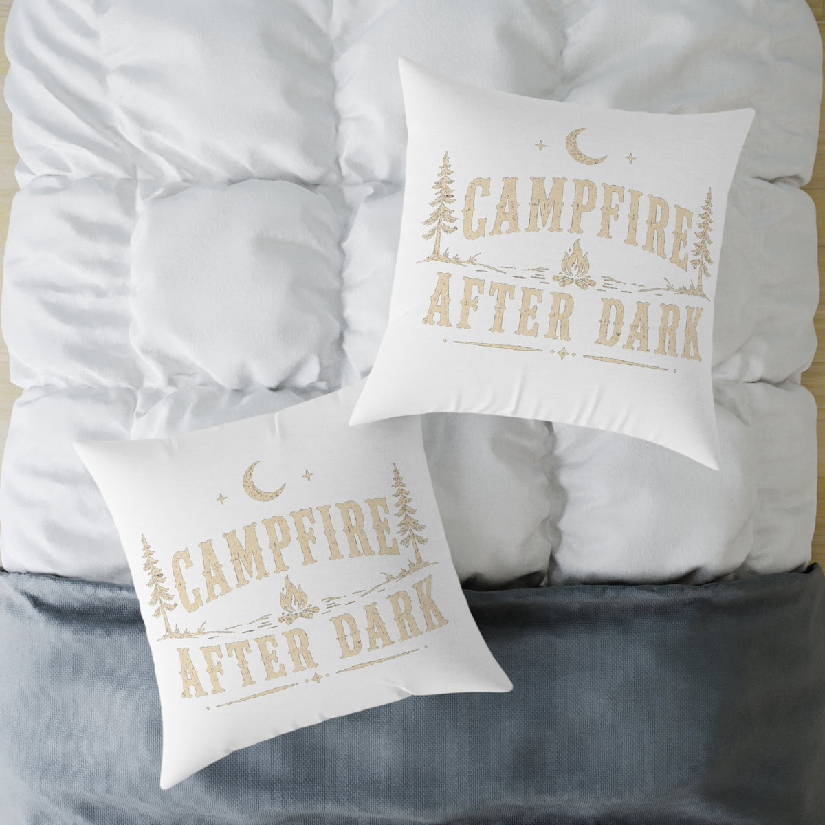 Campfire After Dark Square Pillow Milo Bailey Dog Dad Mom- Rustic Camping Decorative Throw Pillow