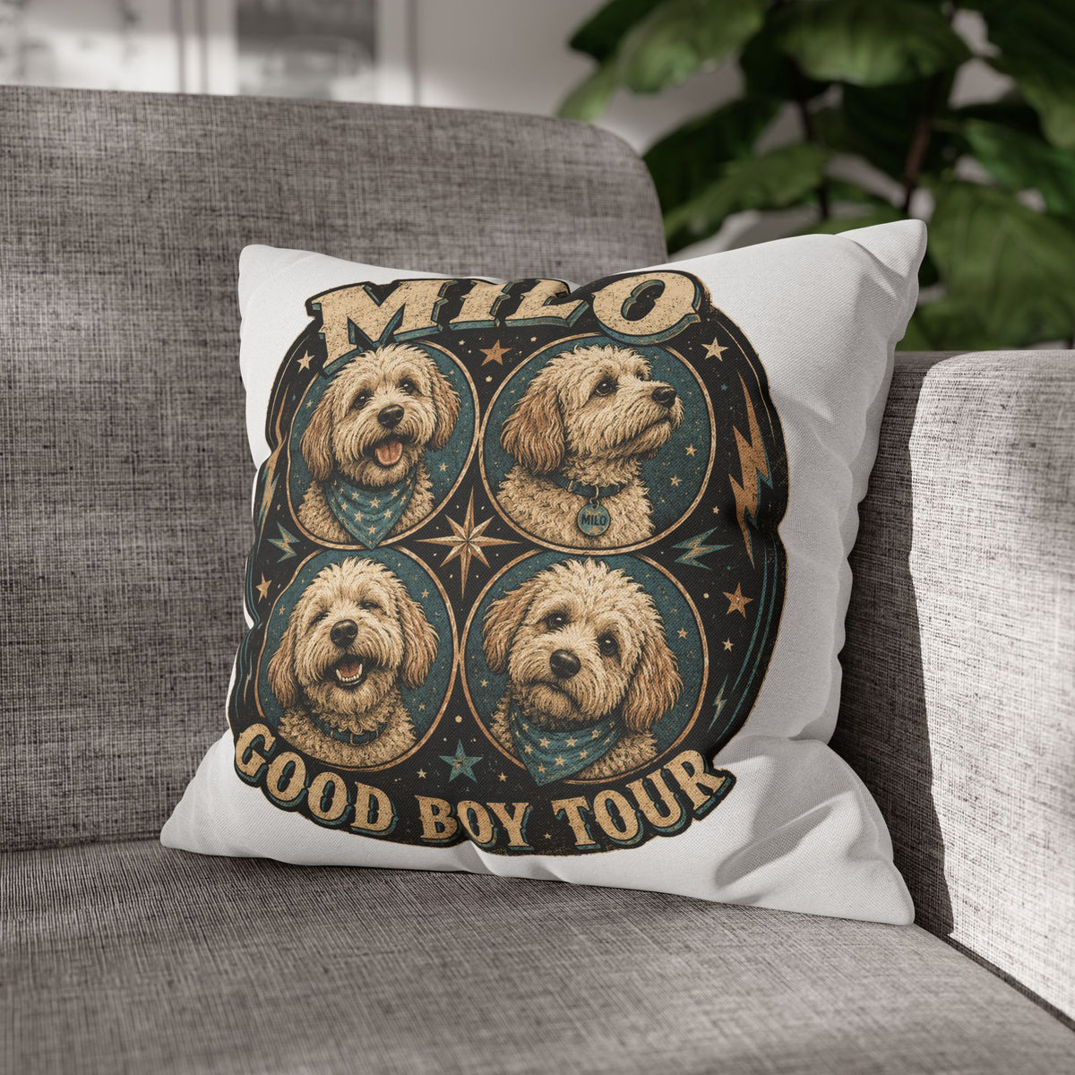 Milo "Good Boy Tour" Decorative Pillowcase Milo Bailey Dog Dad Mom