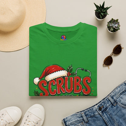Scrubs and Santa Christmas Tee — Funny Nurse Holiday T-Shirt