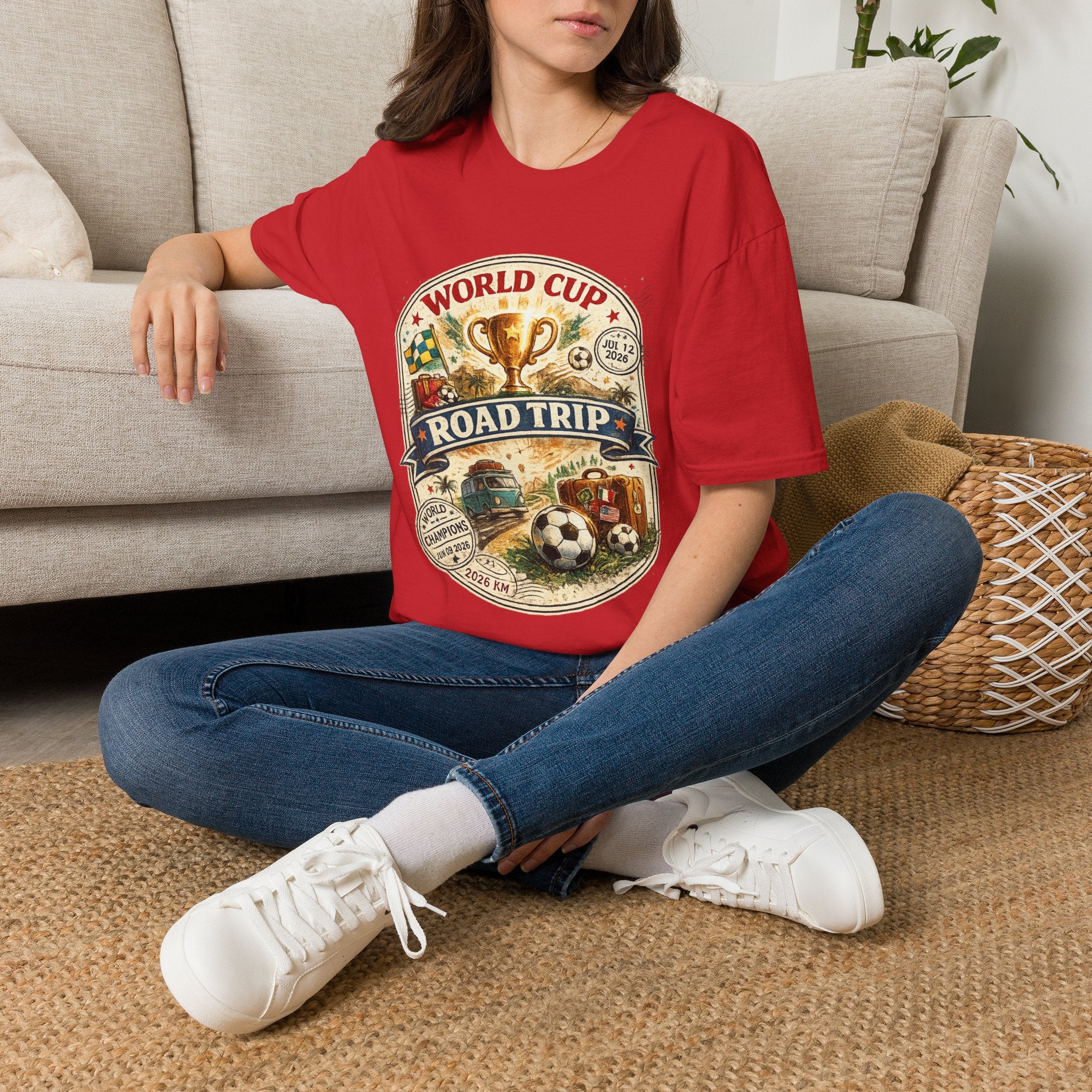 World Cup Road Trip T-Shirt — Vintage Soccer Trophy Design