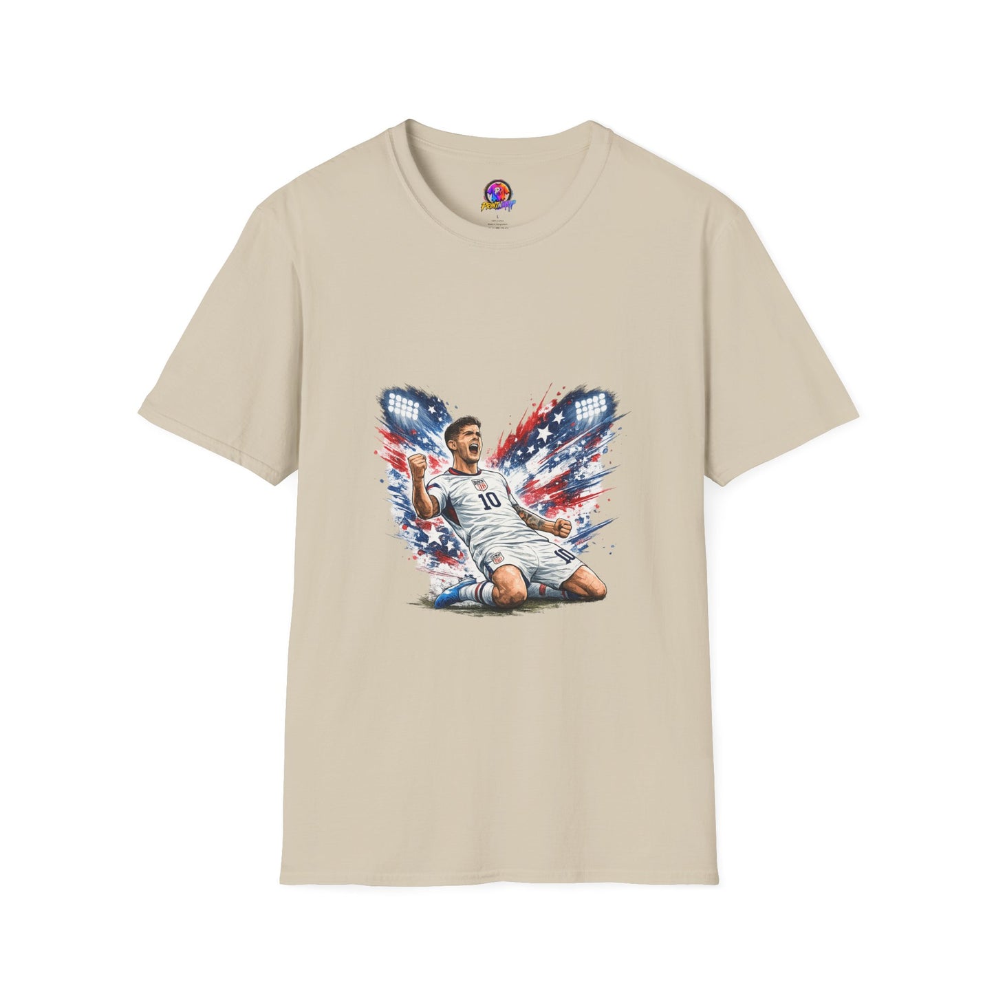 USA Soccer Player Flag T-Shirt — Patriotic Football Fan Tee