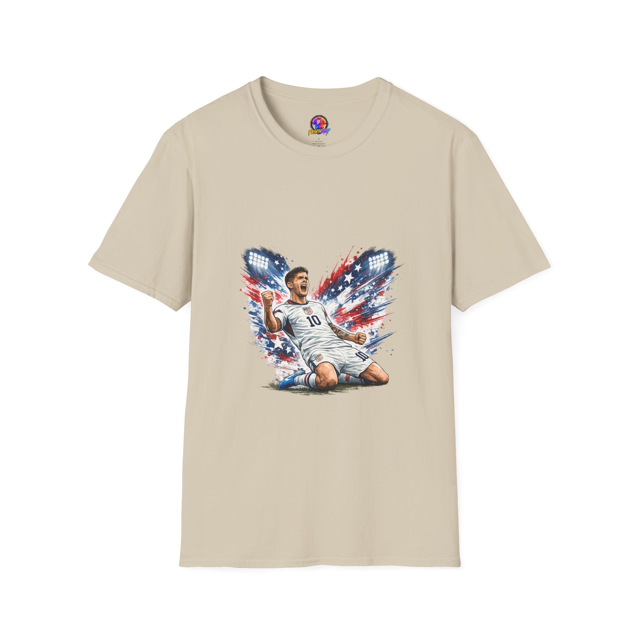 USA Soccer Player Flag T-Shirt — Patriotic Football Fan Tee