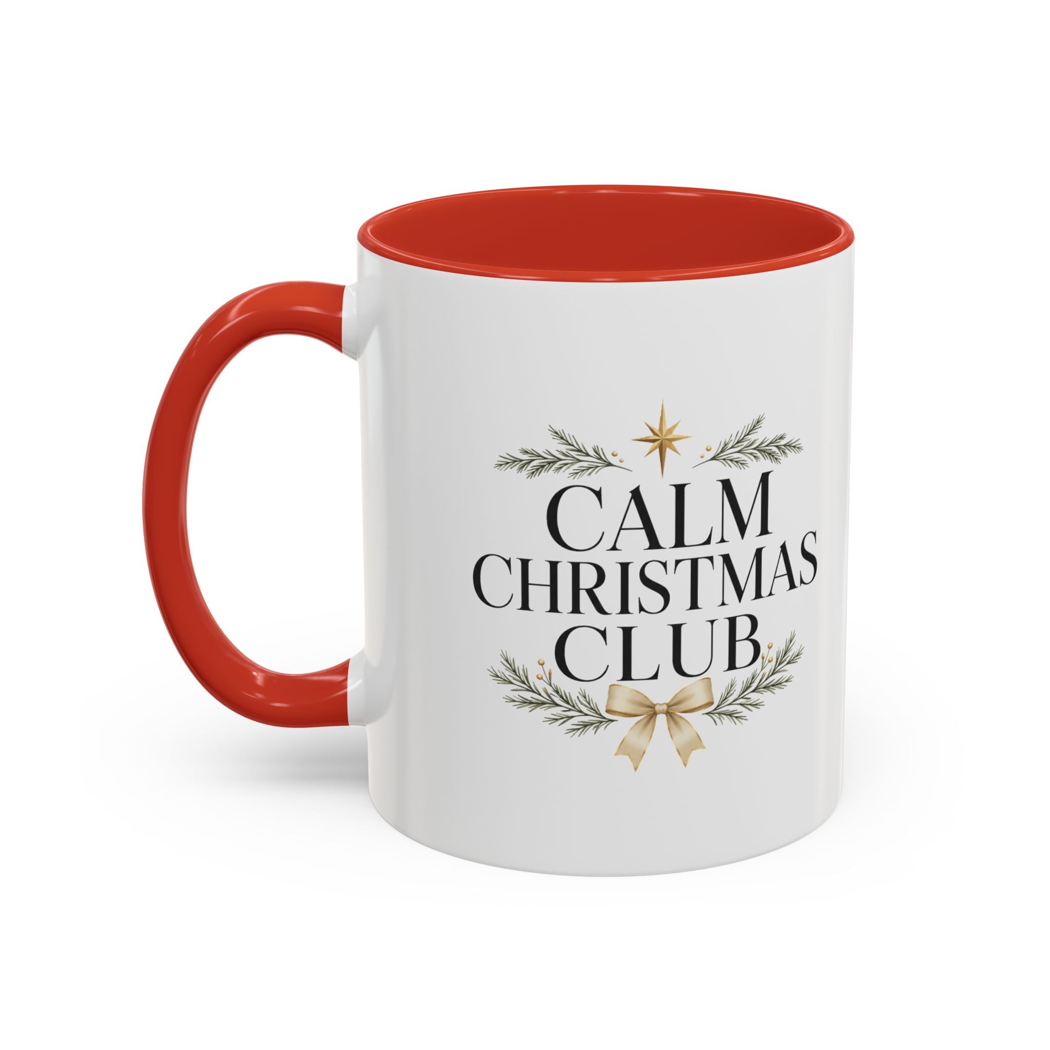 Christmas Calm Christmas Club Accent Coffee Mug — Holiday Floral Wreath