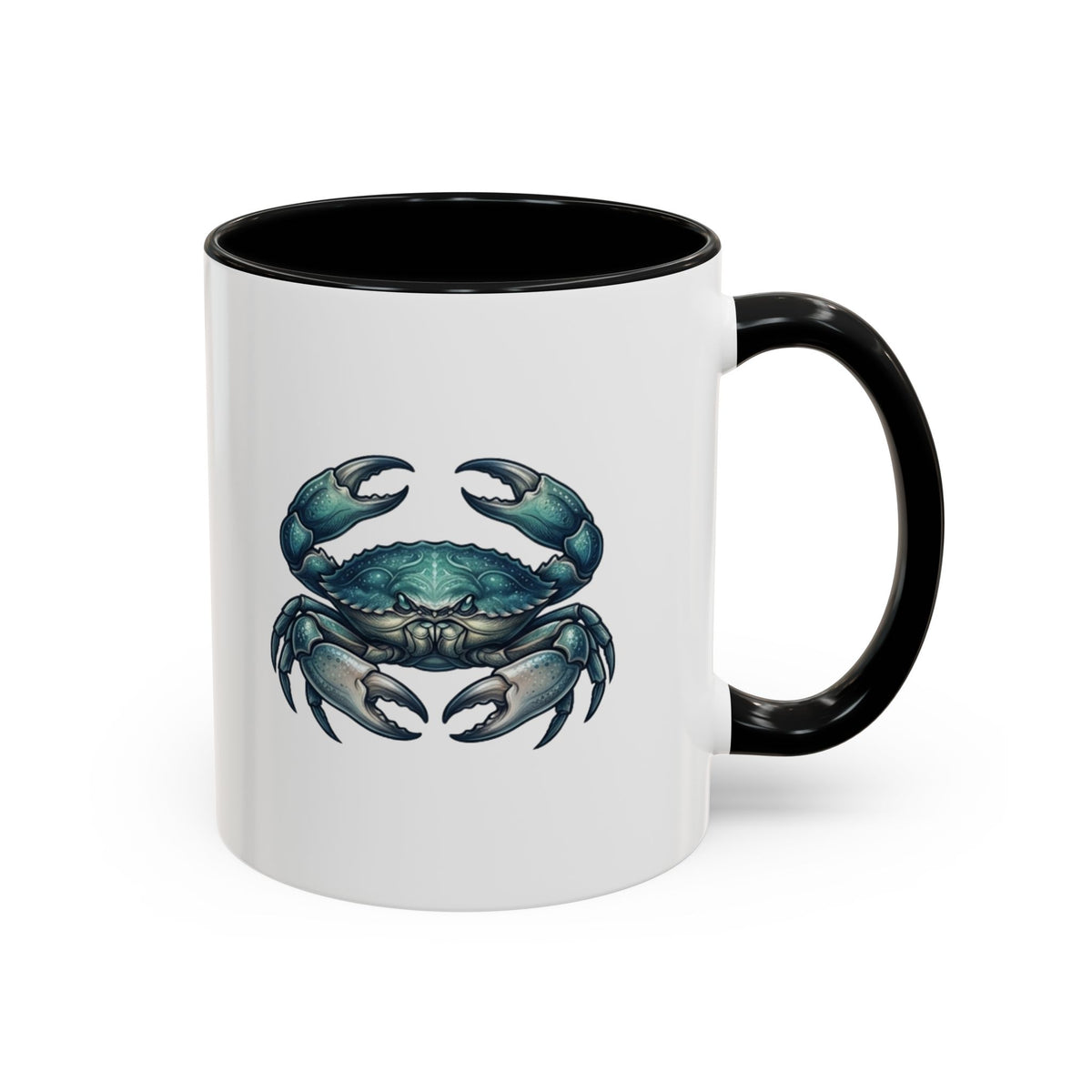 Cancer Zodiac Blue Crab Accent Coffee Mug — Nautical Beach Home Decor Gift