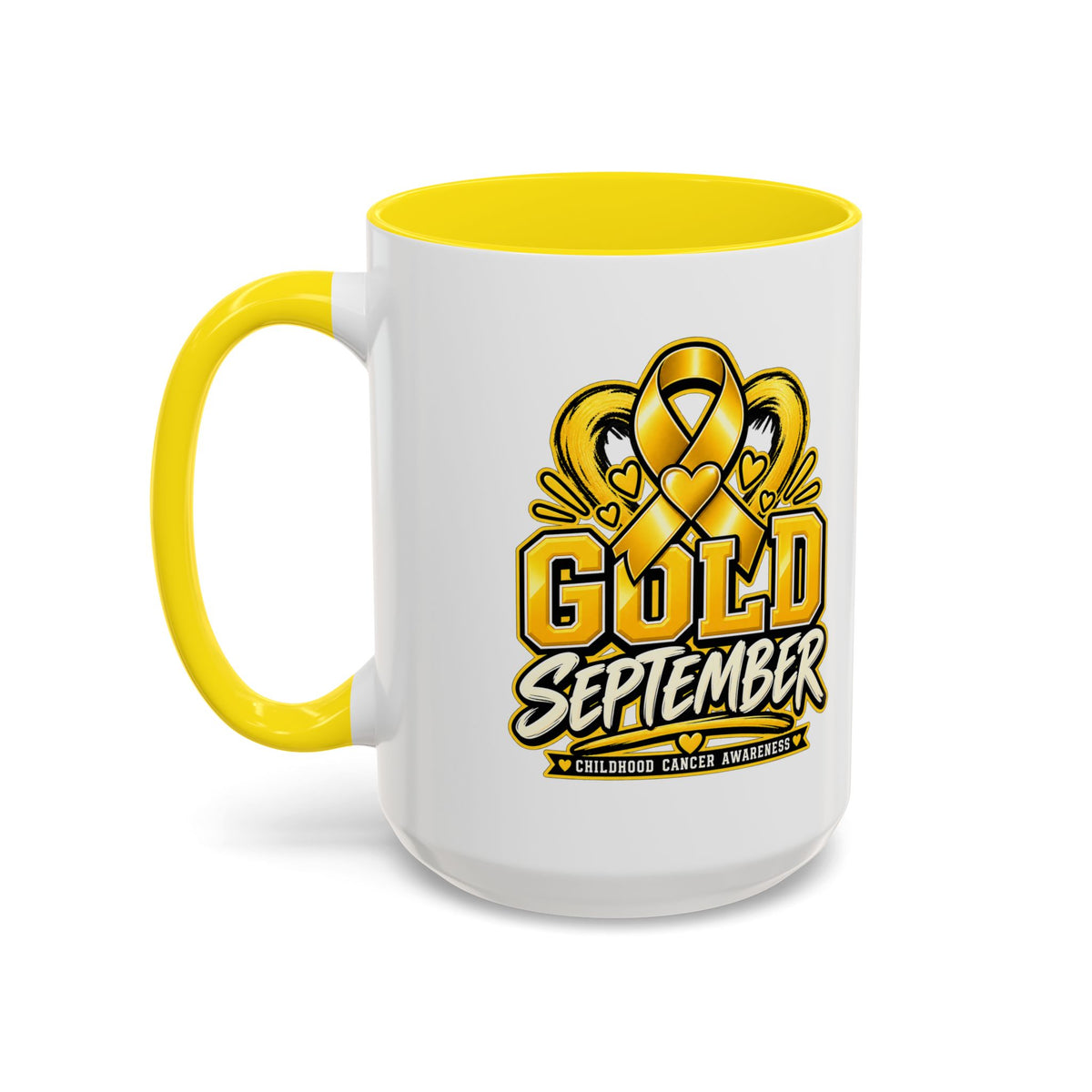 Gold September Coffee Mug — Childhood Cancer Awareness Accent Mug (11/15oz)