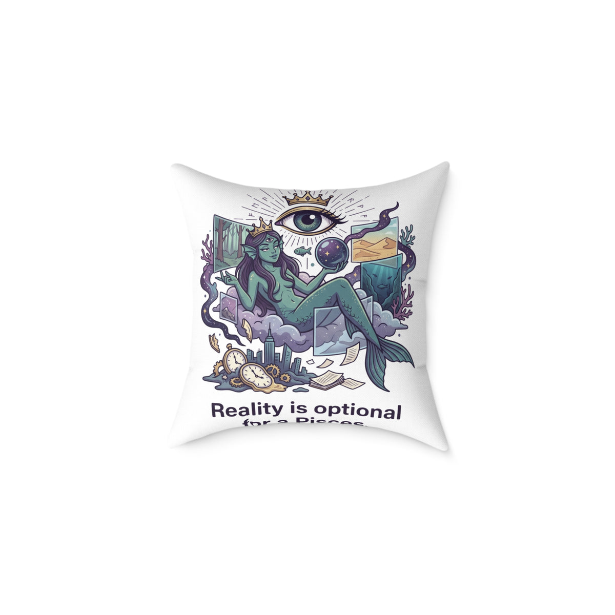 Pisces Zodiac Reality Is Optional Square Poly Canvas Pillow