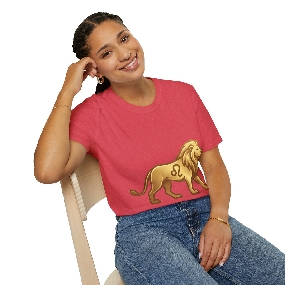 Leo Zodiac Lion T-Shirt — Gold Astrology Tee for Leo Birthdays & Zodiac Fans