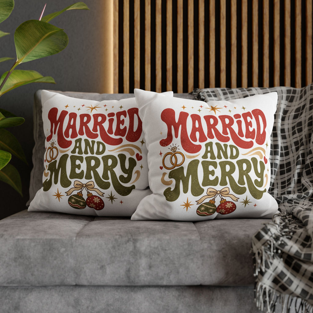 Christmas Married and Merry Holiday Pillowcase