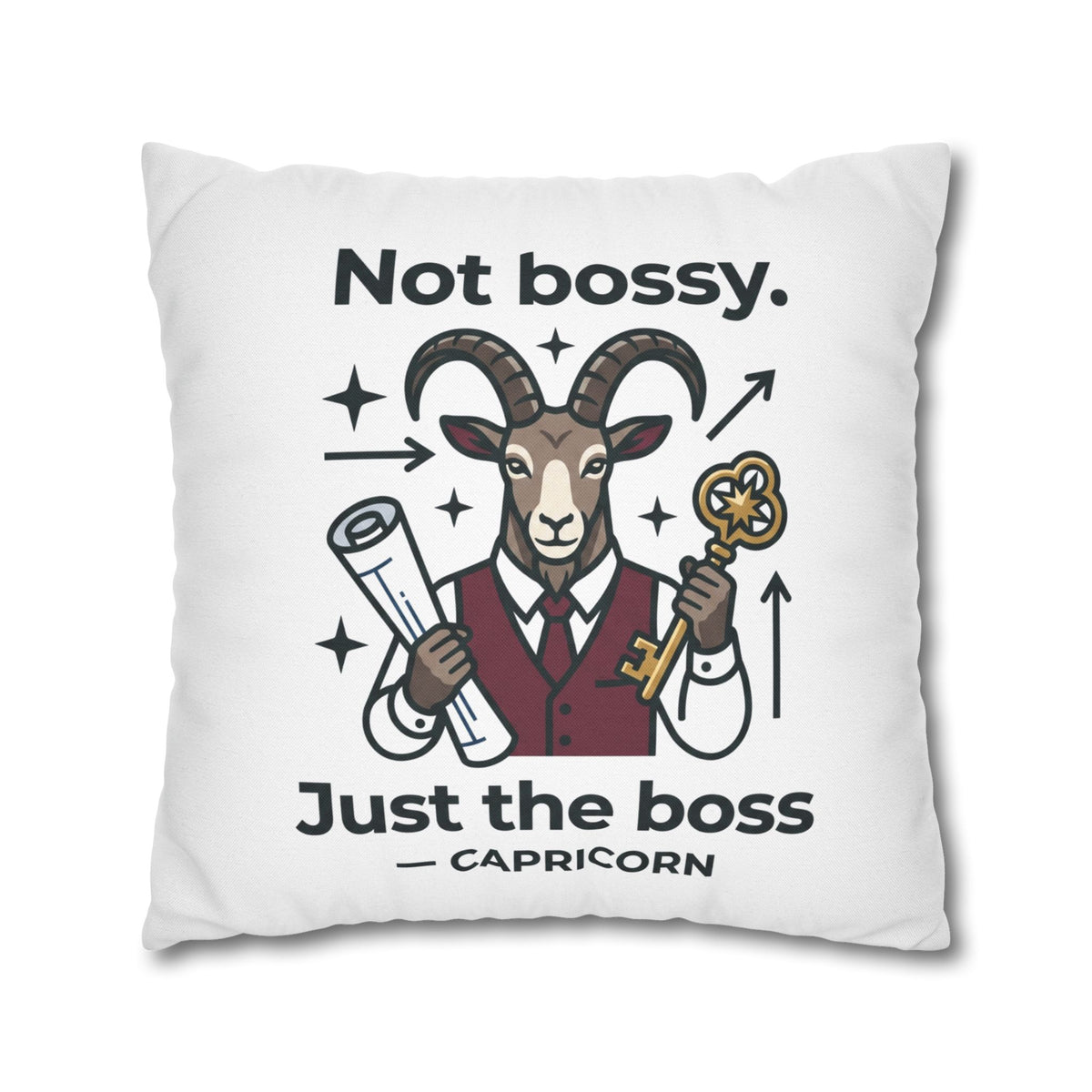 Capricorn Pillowcase — “Not Bossy, Just the Boss” Zodiac Gift