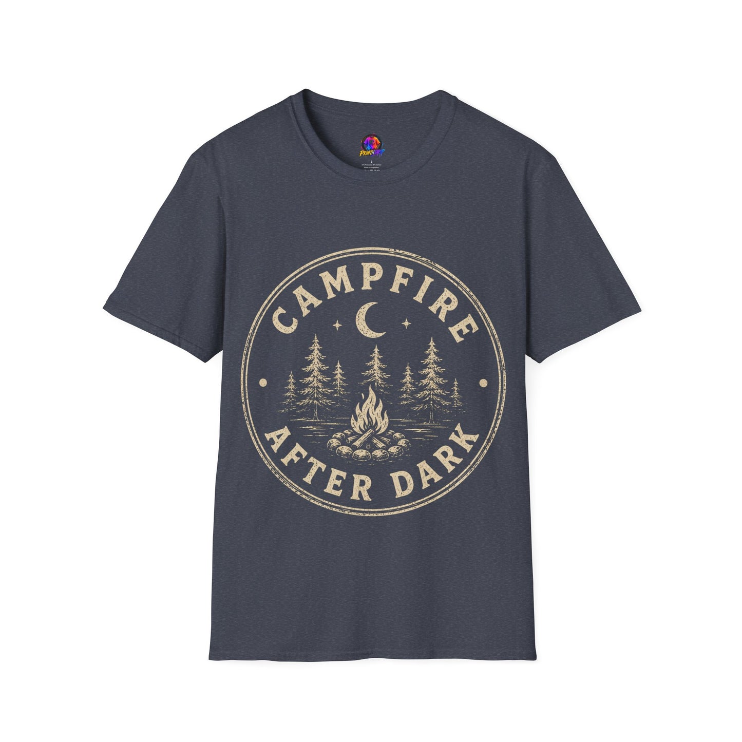 Campfire After Dark T-Shirt — Vintage Moon & Pines Camping Tee