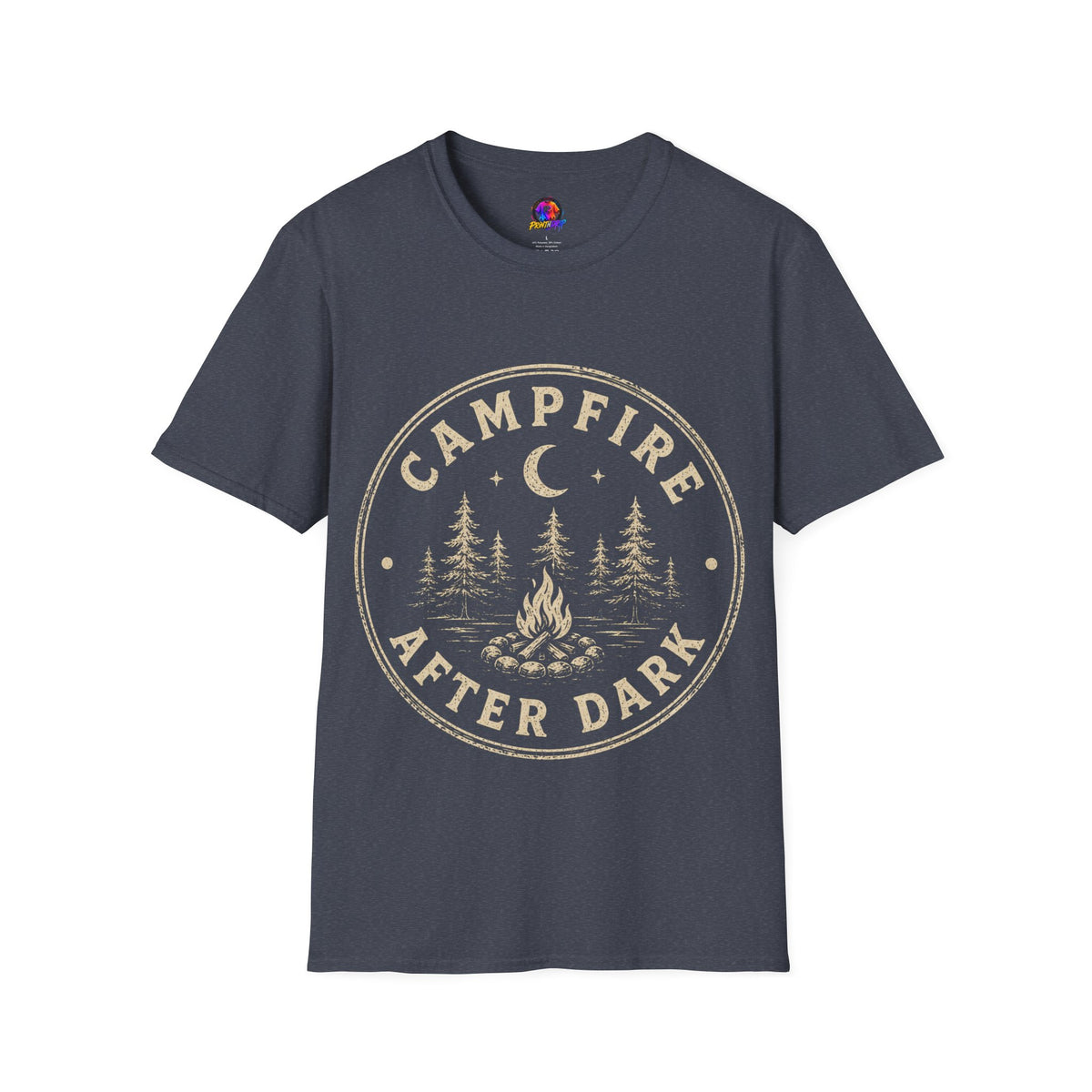 Campfire After Dark T-Shirt — Vintage Moon & Pines Camping Tee