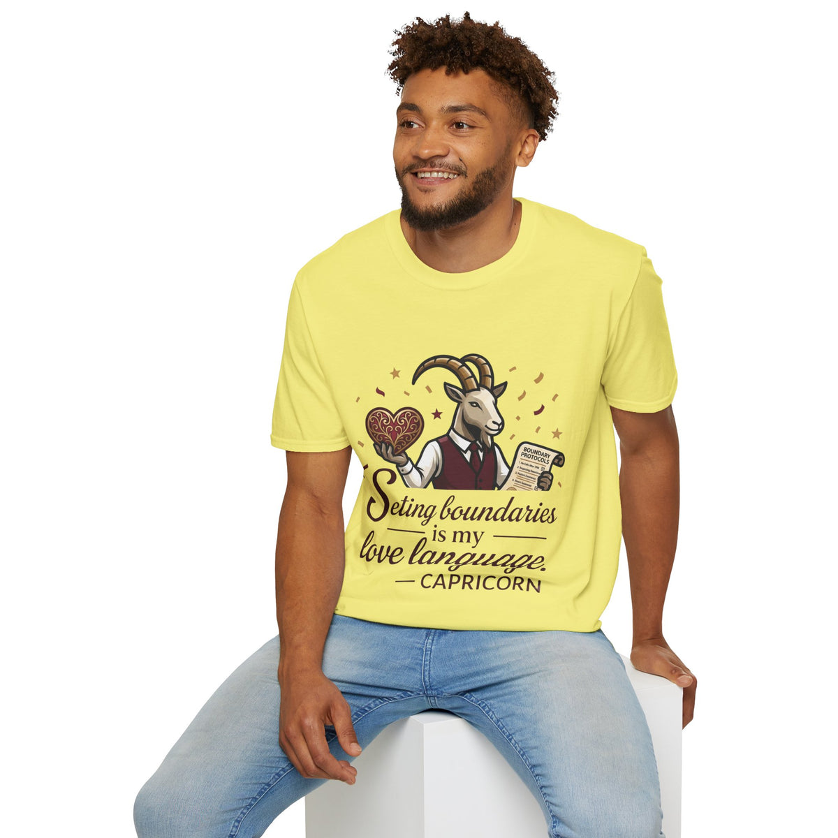 Capricorn T-Shirt — "Setting Boundaries is My Love Language" Zodiac Goat Tee