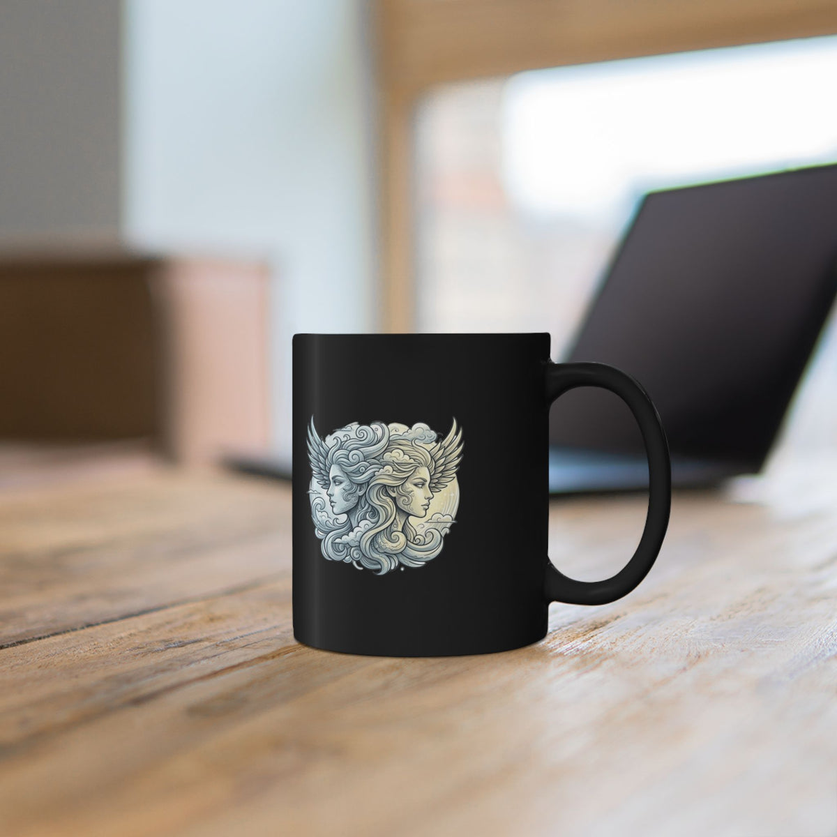 Gemini Zodiac Black Mug