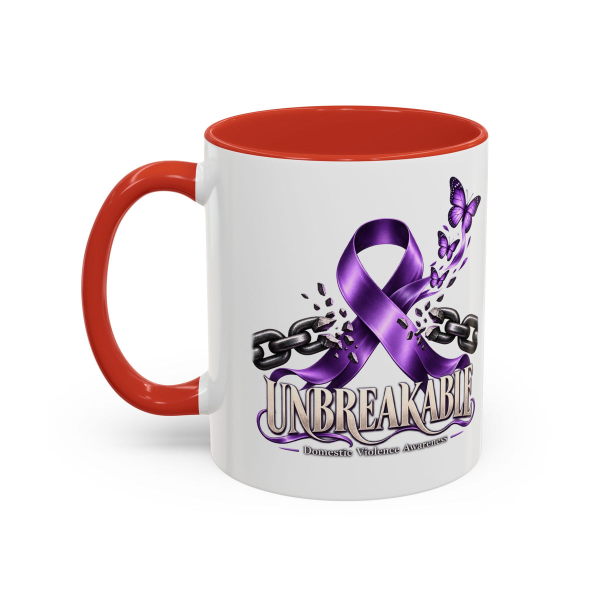 Unbreakable Purple Ribbon Coffee Mug —Domestic Violence Awareness Support Accent Mug