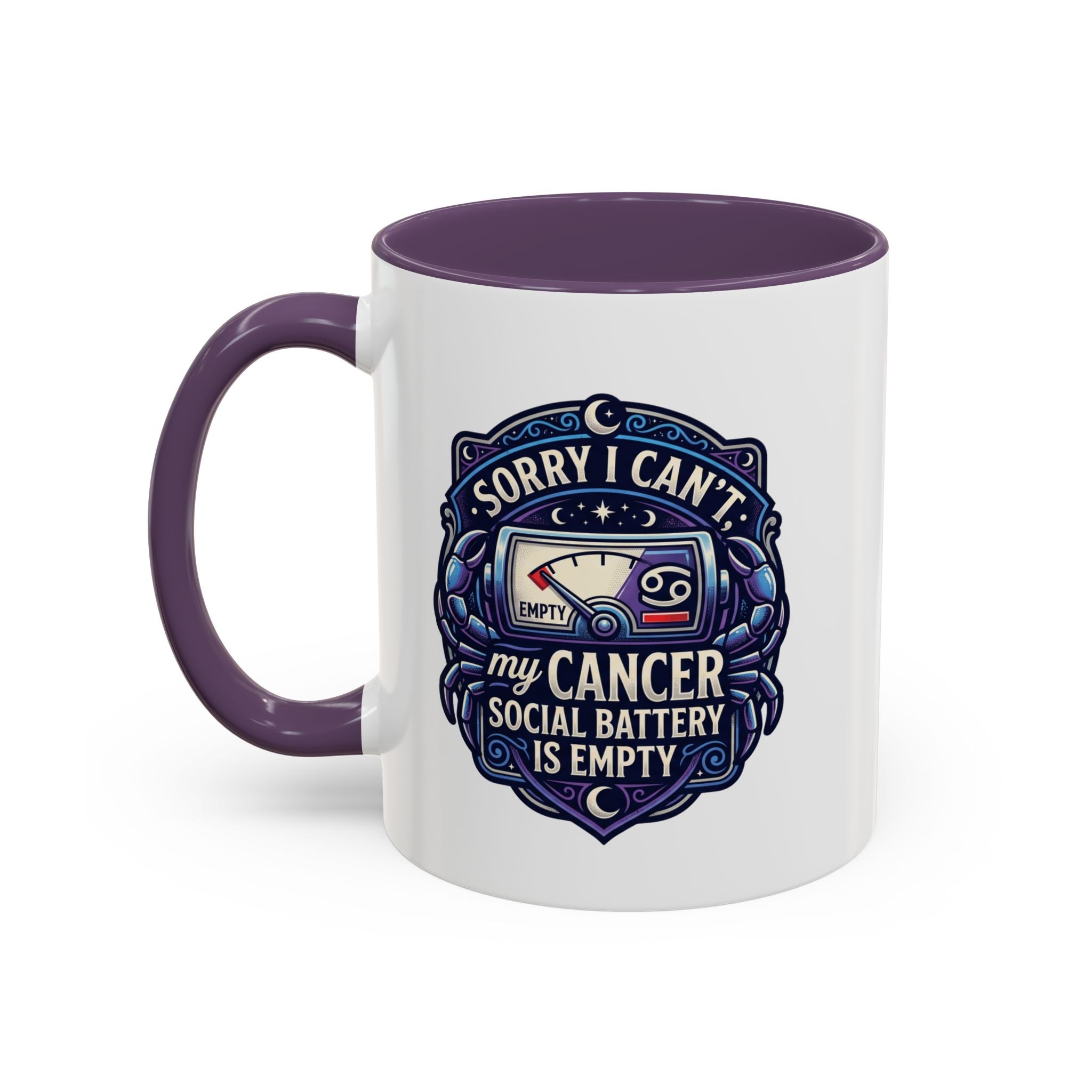Accent Coffee Mug — “Sorry I Can’t My Cancer Social Battery Is Empty” Support Awareness Mug