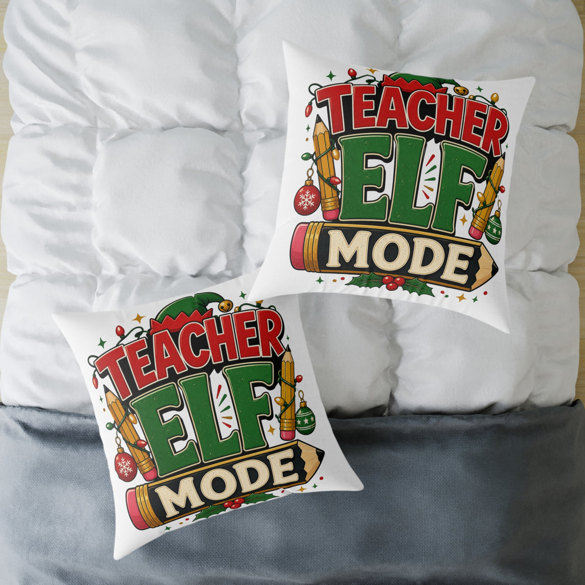 Christmas Teacher Elf Mode Pillow — Christmas Holiday Classroom Decor