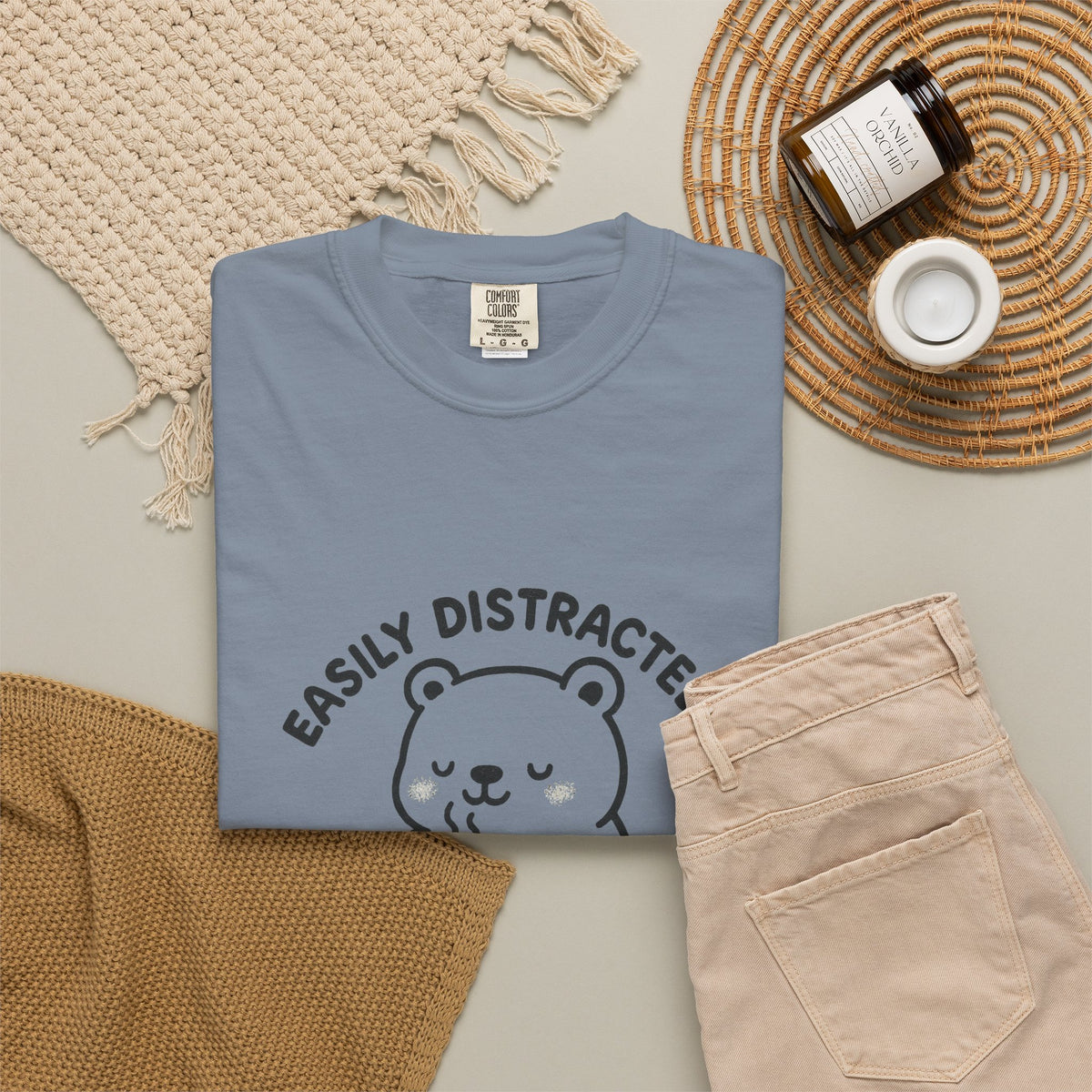 Hot Cocoa Bear T-Shirt — "Easily Distracted" Cute Winter Graphic Tee - Trending Now - October 2026