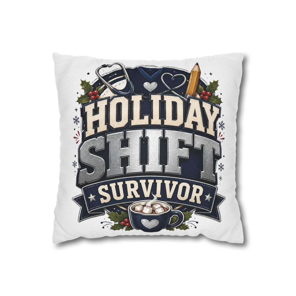 Holiday Shift Survivor Pillowcase Modern Day Christmas  — Nurse & Healthcare Worker Christmas Gift