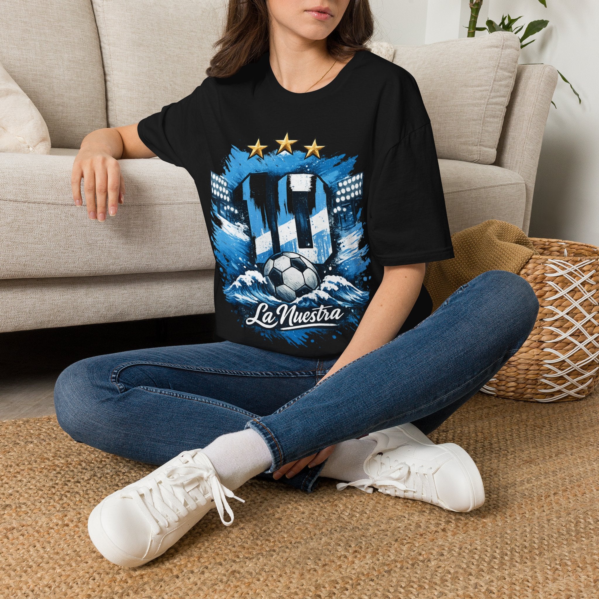 Argentina Soccer Fan T-Shirt — 'La Nuestra' #10 Jersey Design