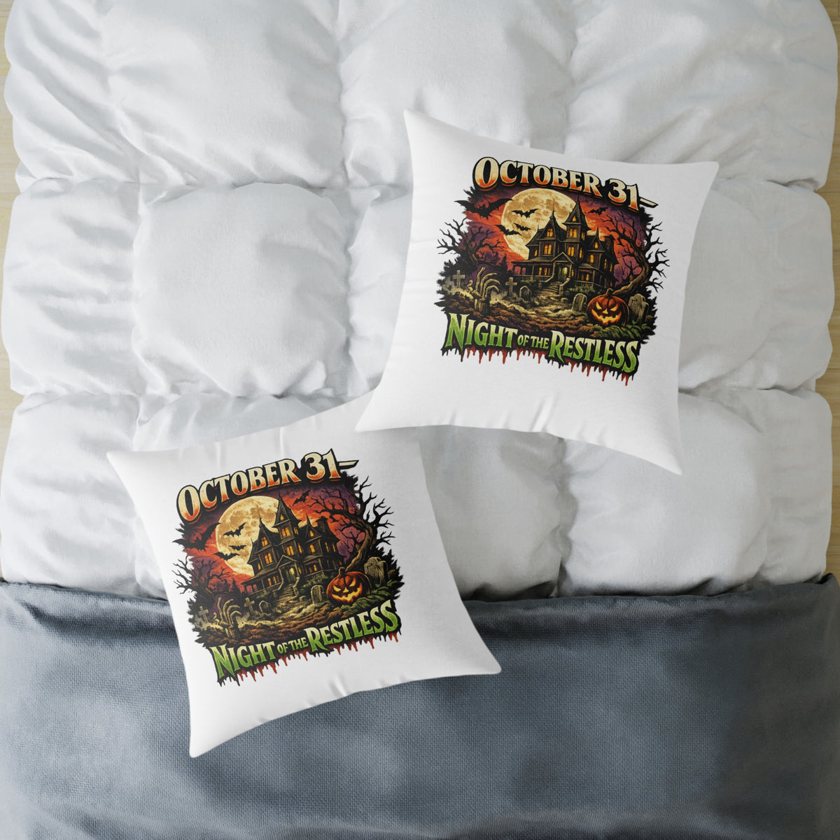 Halloween Pillow - "October 31 Night of the Restless" Decorative Throw Pillow