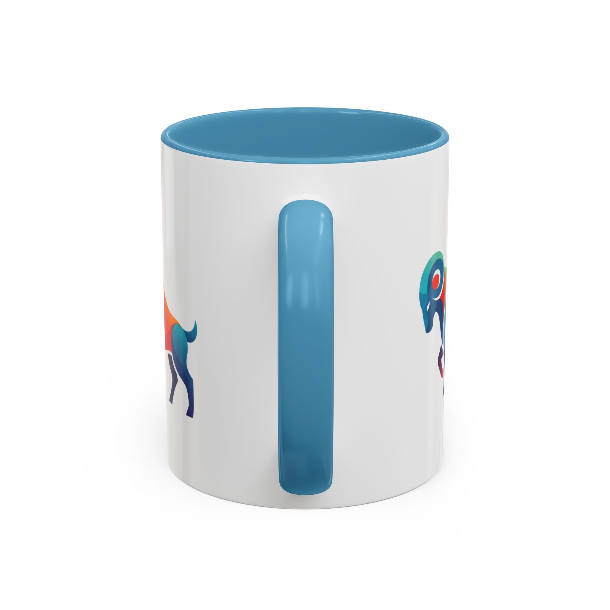 Colorful Ram Accent Coffee Mug — Geometric Zodiac Aries Design