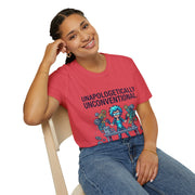 Unapologetically Unconventional T-Shirt — Quirky Steampunk Inventor Graphic Tee