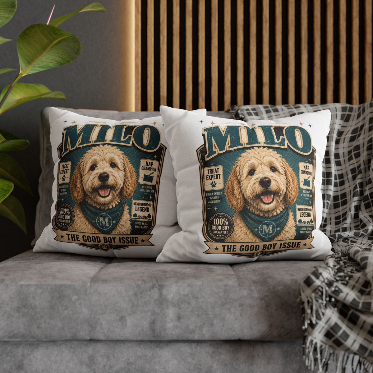 Milo 'The Good Boy Issue' Decorative Pillowcase Milo Bailey Dog Dad Mom
