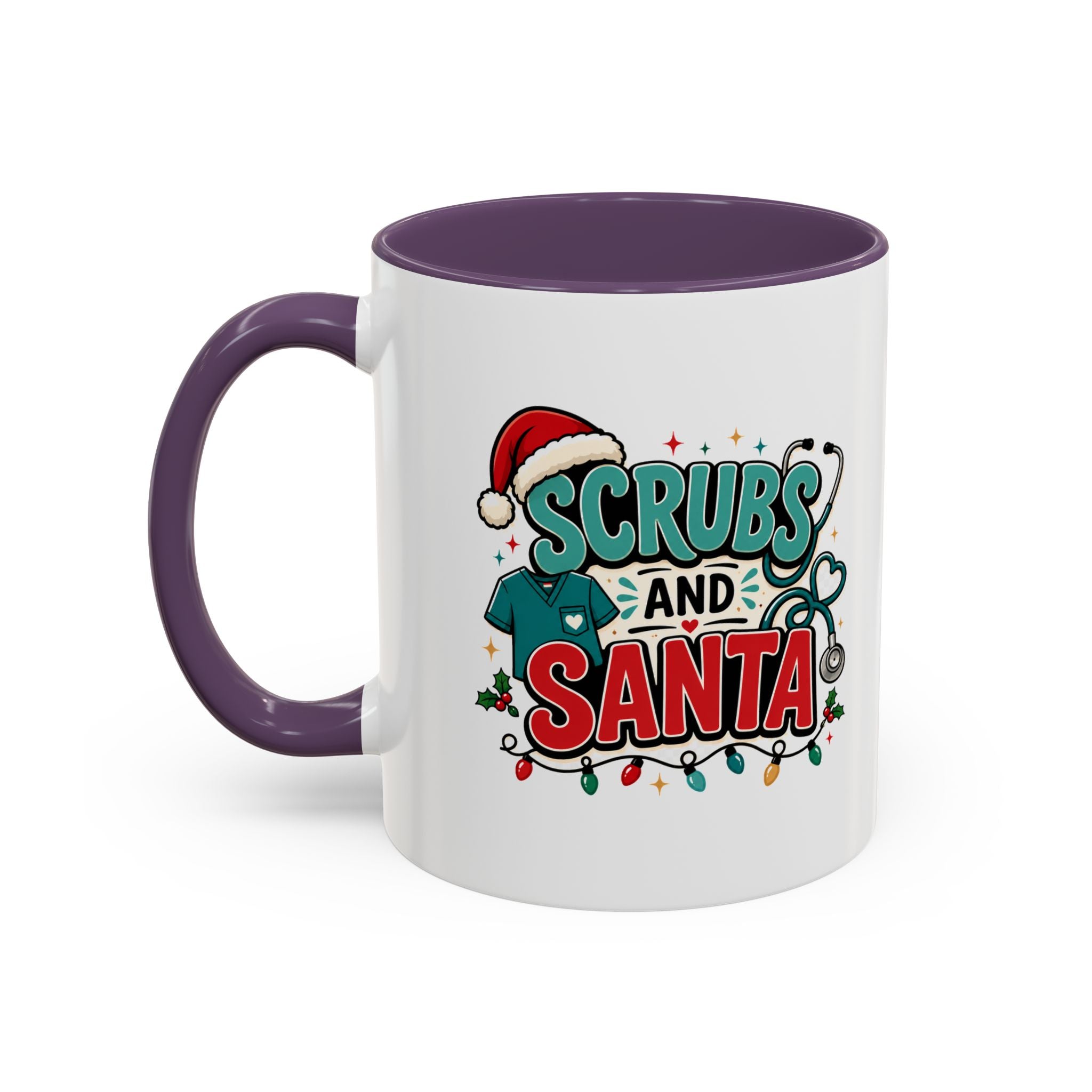 Modern Day Christmas Scrubs and Santa Coffee Mug — Funny Christmas Nurse Gift