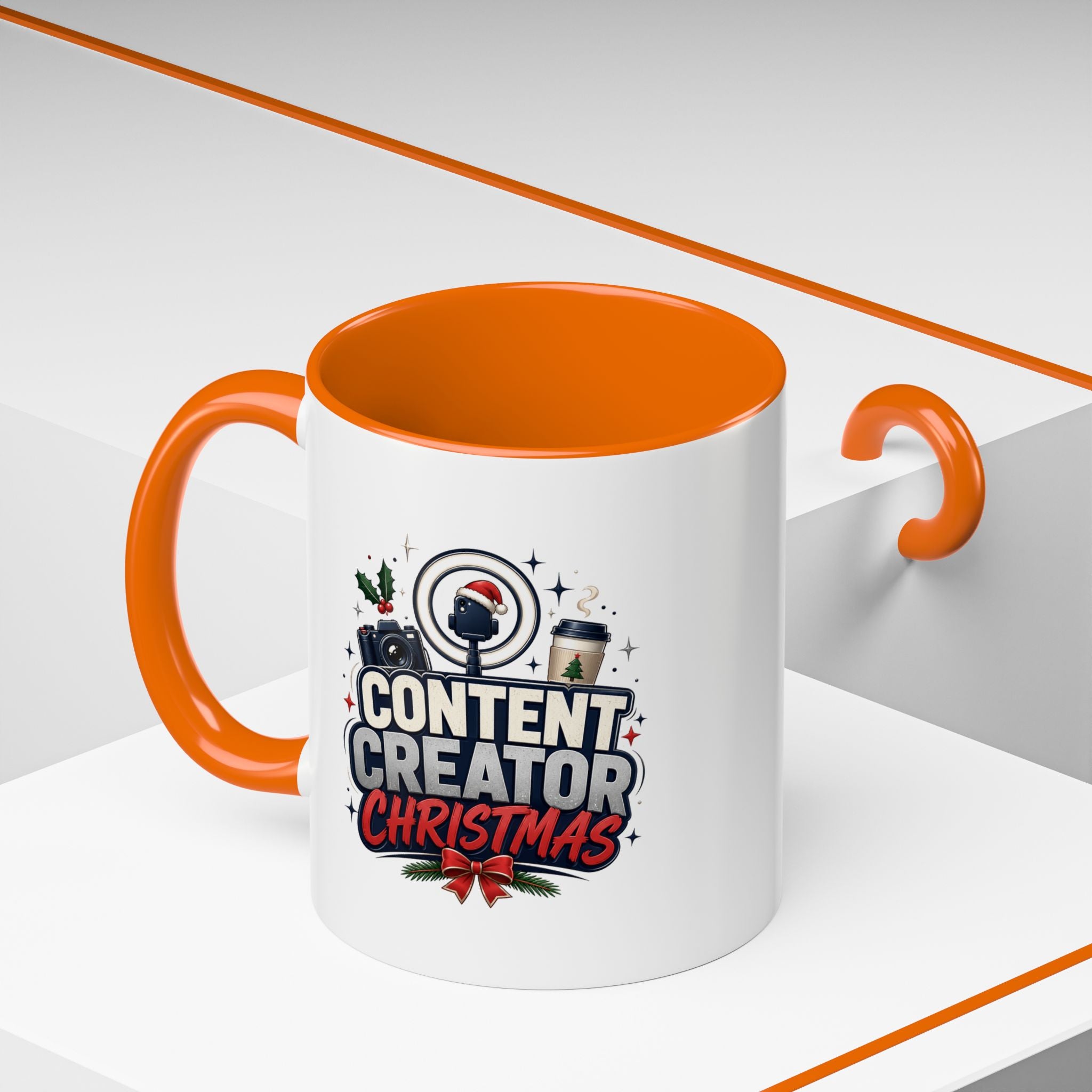 Modern Day Christmas Content Creator Christmas Accent Coffee Mug — Holiday Social Media Gifts (11/15oz)