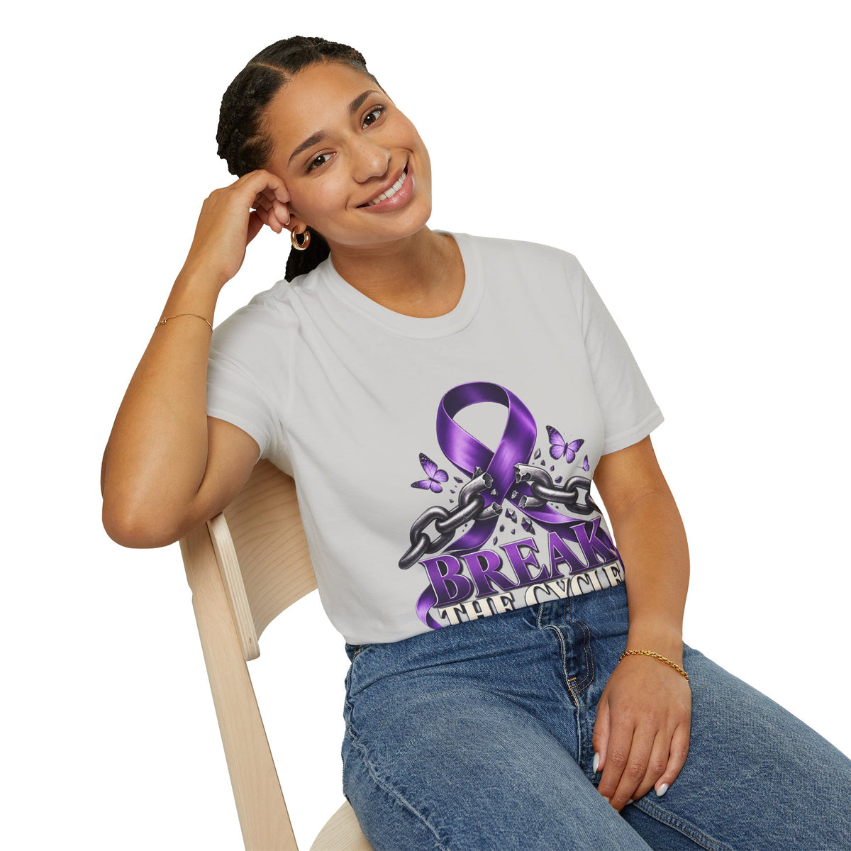 Break The Cycle Purple Ribbon T-Shirt — Domestic Violence Awareness Tee