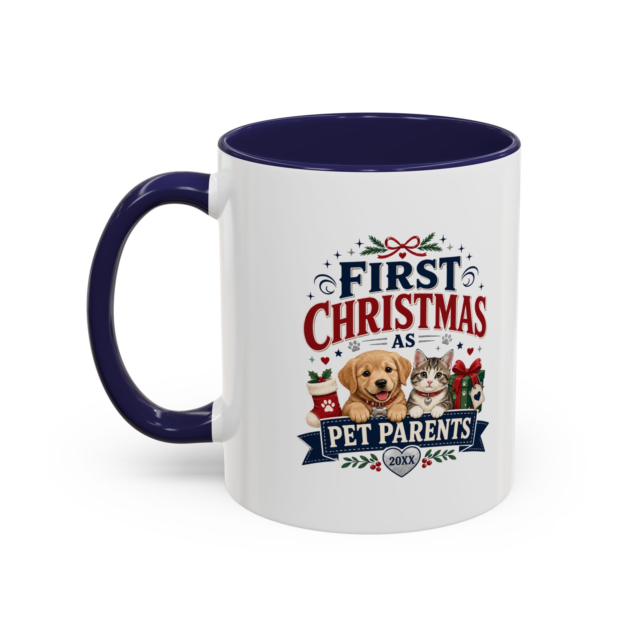 Christmas First Christmas as Pet Parents Coffee Mug — Cute Dog & Cat Holiday Gift