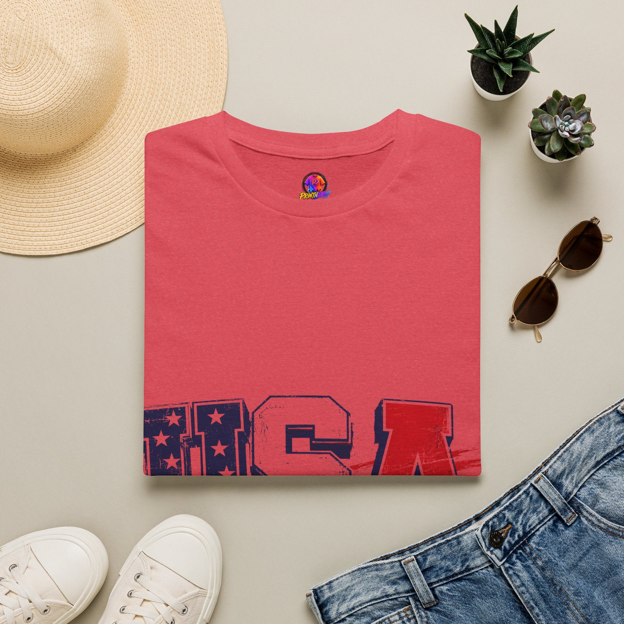 USA Flag Graphic T-Shirt — Patriotic Red White & Blue Tee
