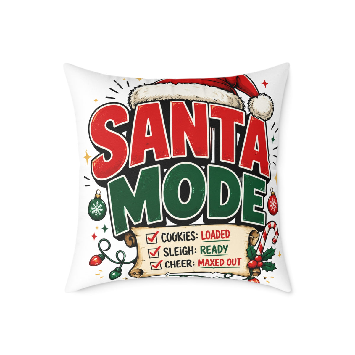 Christmas Santa Mode Holiday Throw Pillow – Festive Christmas Decorative Cushion