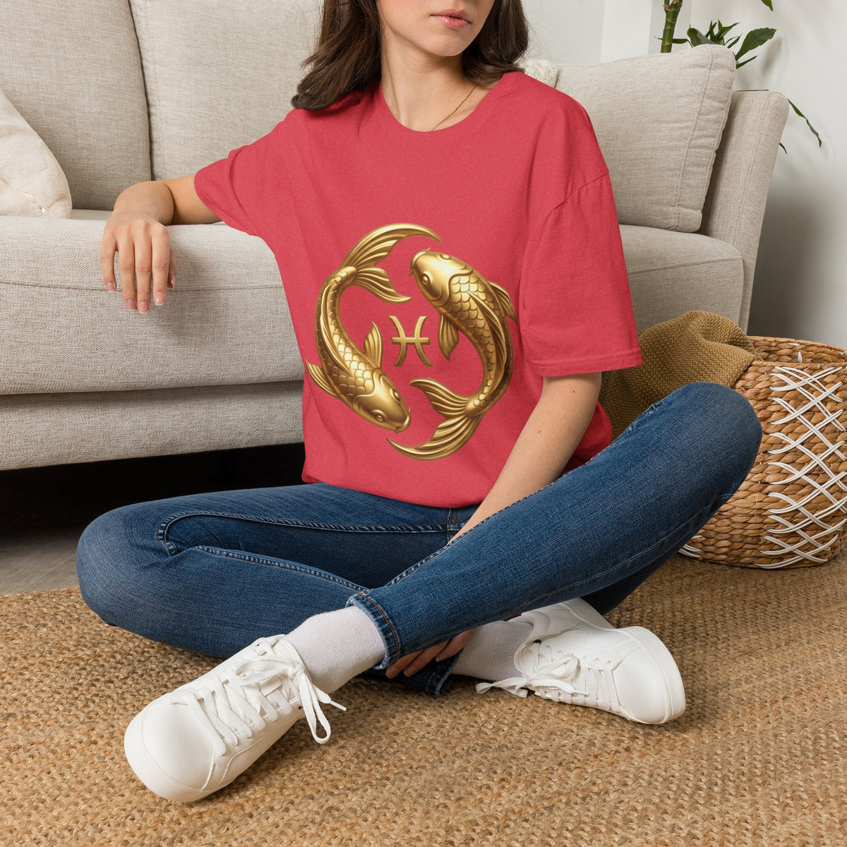 Pisces Gold Fish T-Shirt — Zodiac Symbol Astrology Tee