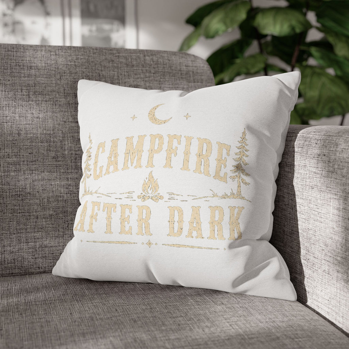 Campfire After Dark Throw Pillowcase Milo Bailey Dog Dad Mom – Rustic Outdoor Camping Accent