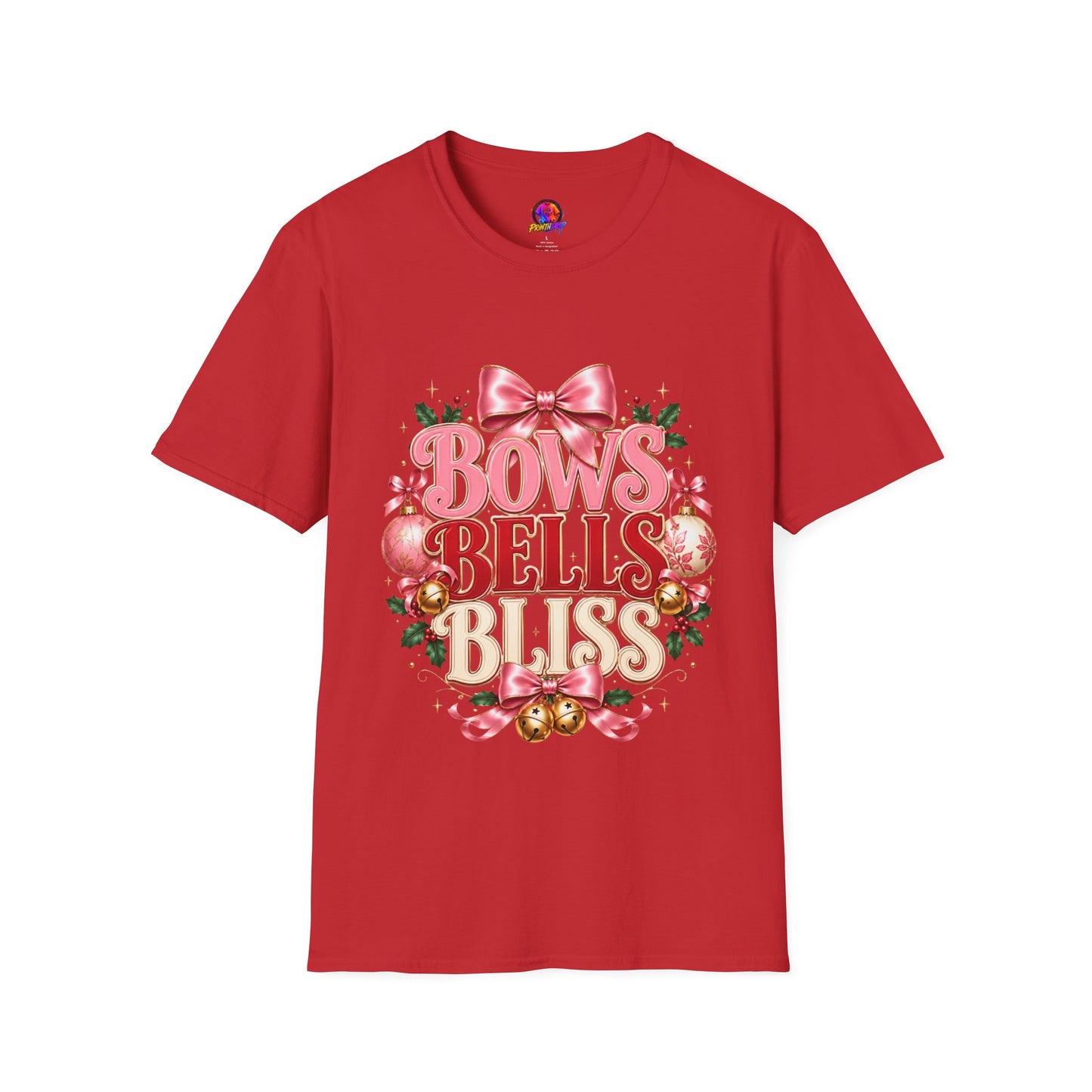 T-Shirt — Bows Bells Bliss Christmas Graphic Tee