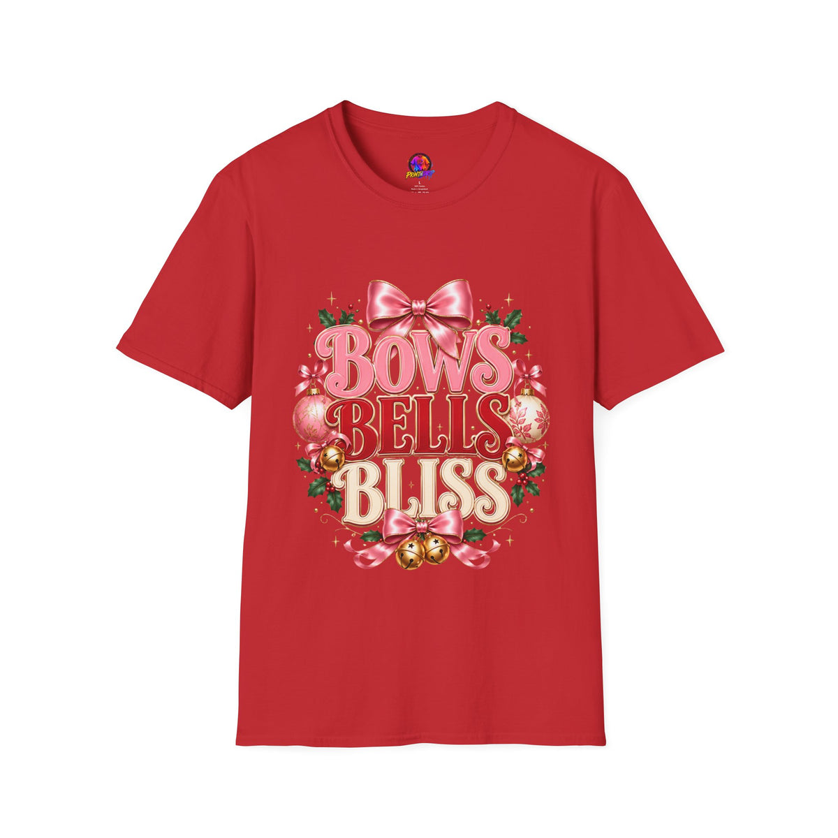 T-Shirt — Bows Bells Bliss Christmas Graphic Tee