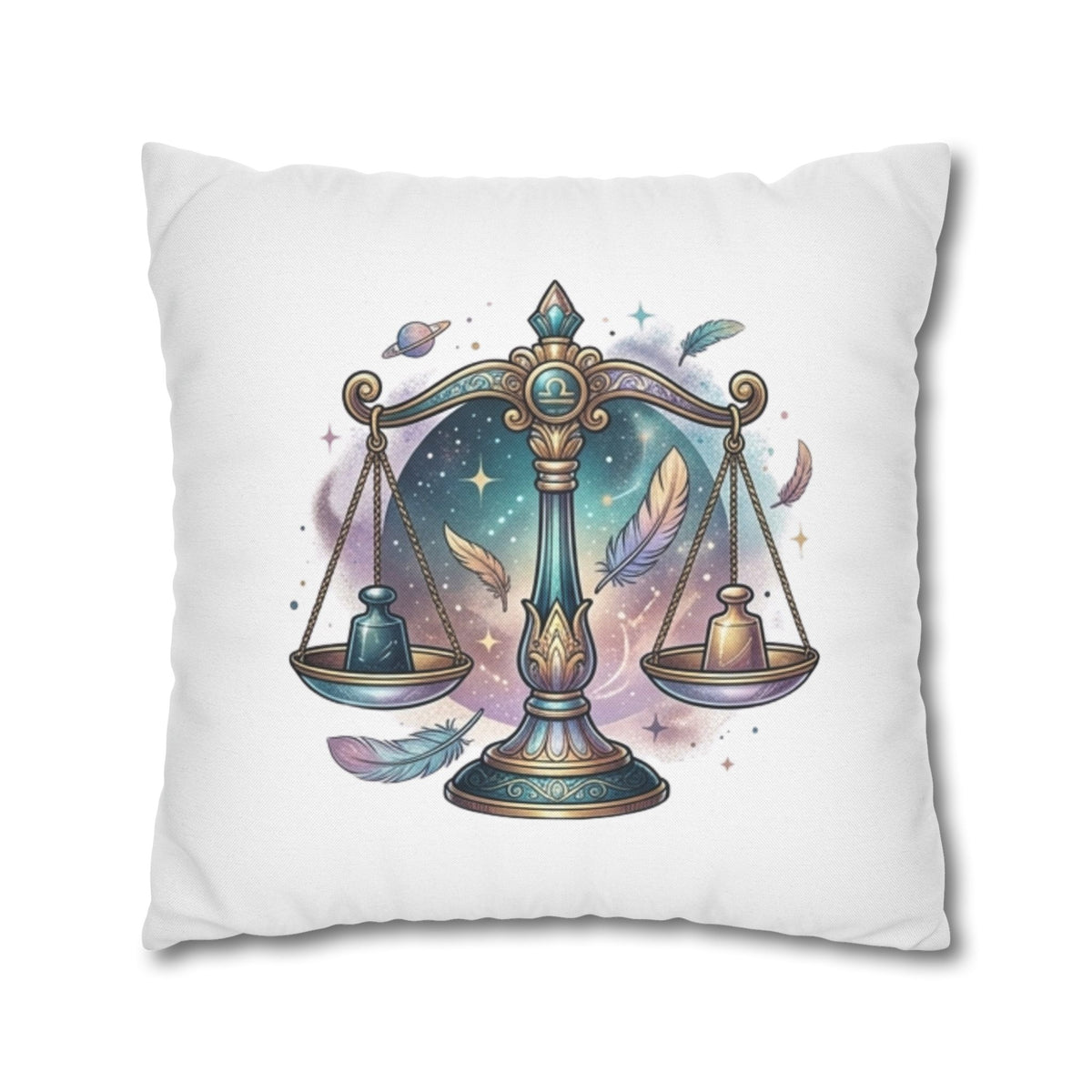 Libra Zodiac Pillowcase — Celestial Scales Decorative Throw Pillow