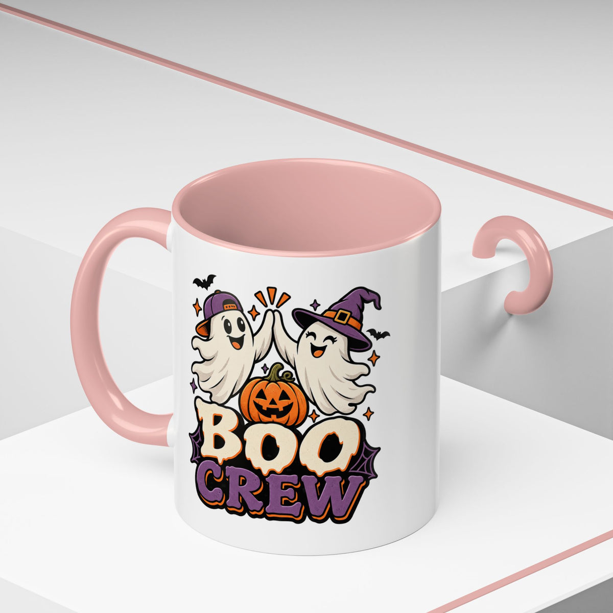 Boo Crew Halloween Accent Coffee Mug — Cute Ghosts & Jack-O'-Lantern Design (11/15 oz)
