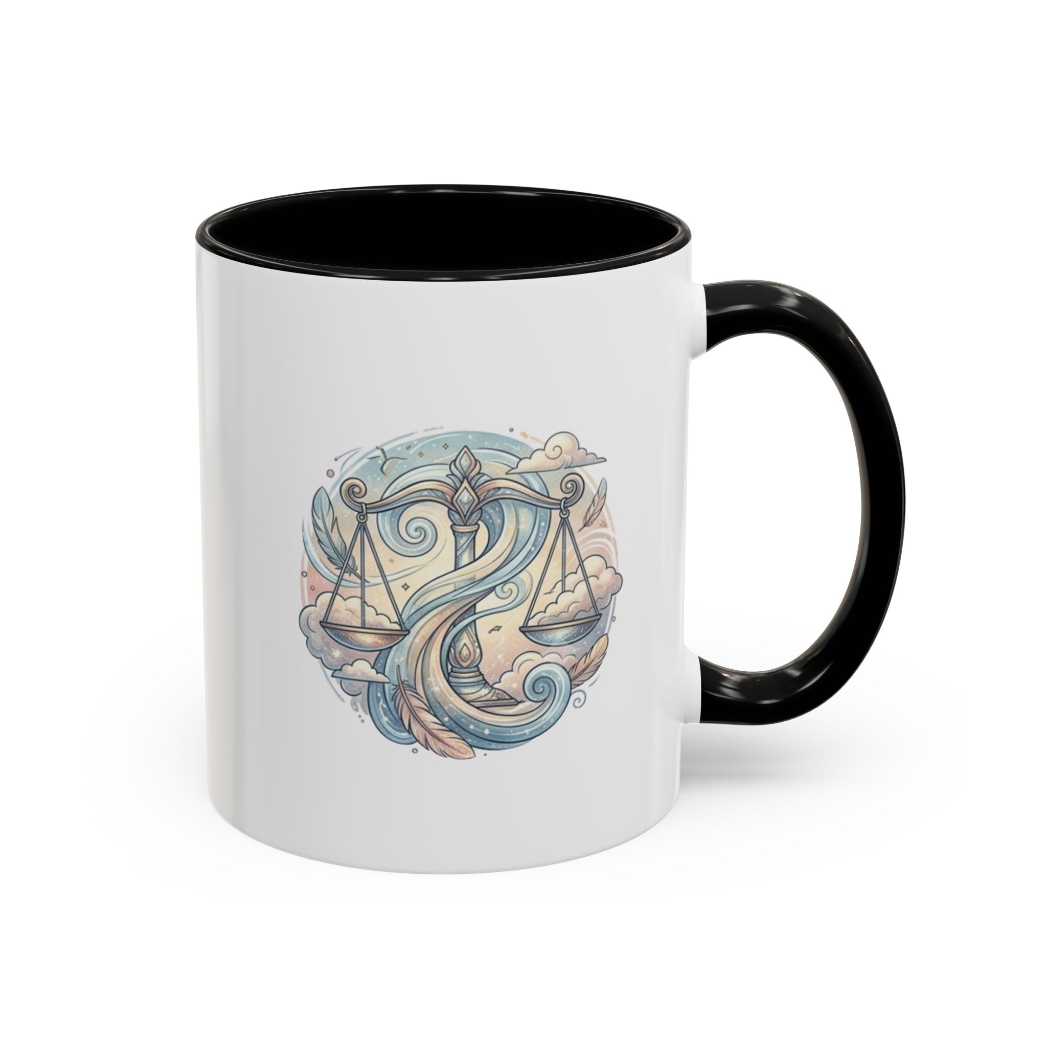 Libra Zodiac Coffee Mug — Balance Scales Astrological Accent Mug