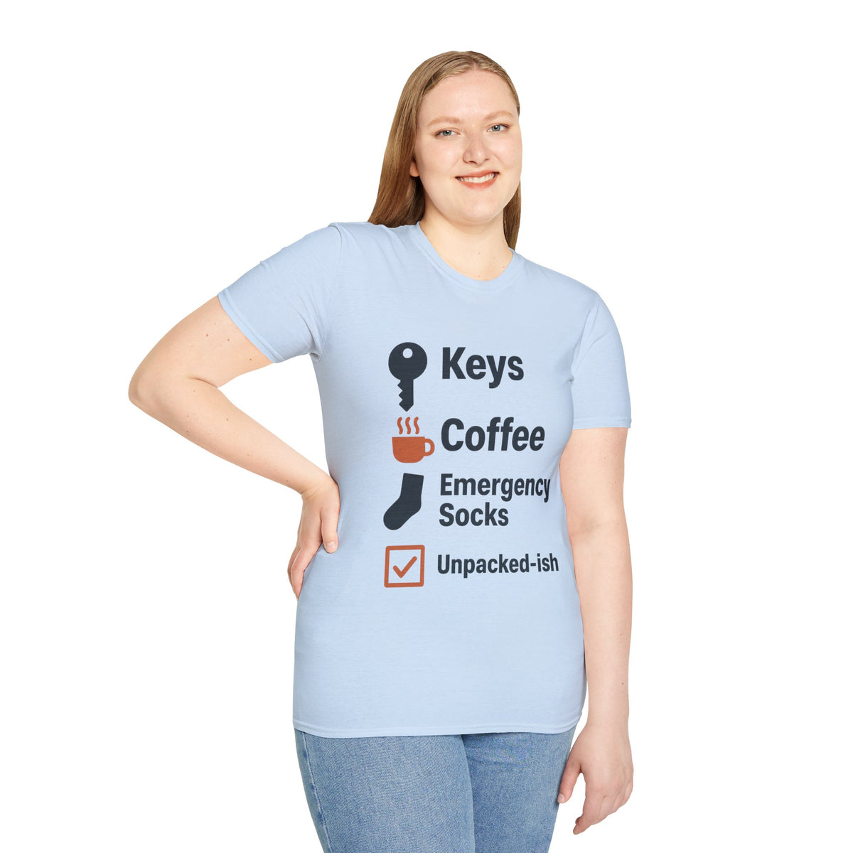 Keys, Coffee, Phone, Wallet Checklist T-Shirt — Minimal Daily Essentials Graphic Tee - Trending Now - August 2026