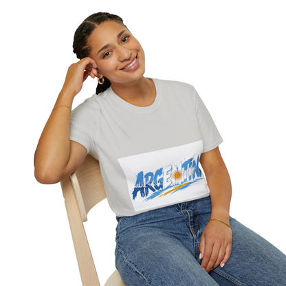 Argentina Graphic T-Shirt — Argentina Typography Tee with Sun & Flag Colors