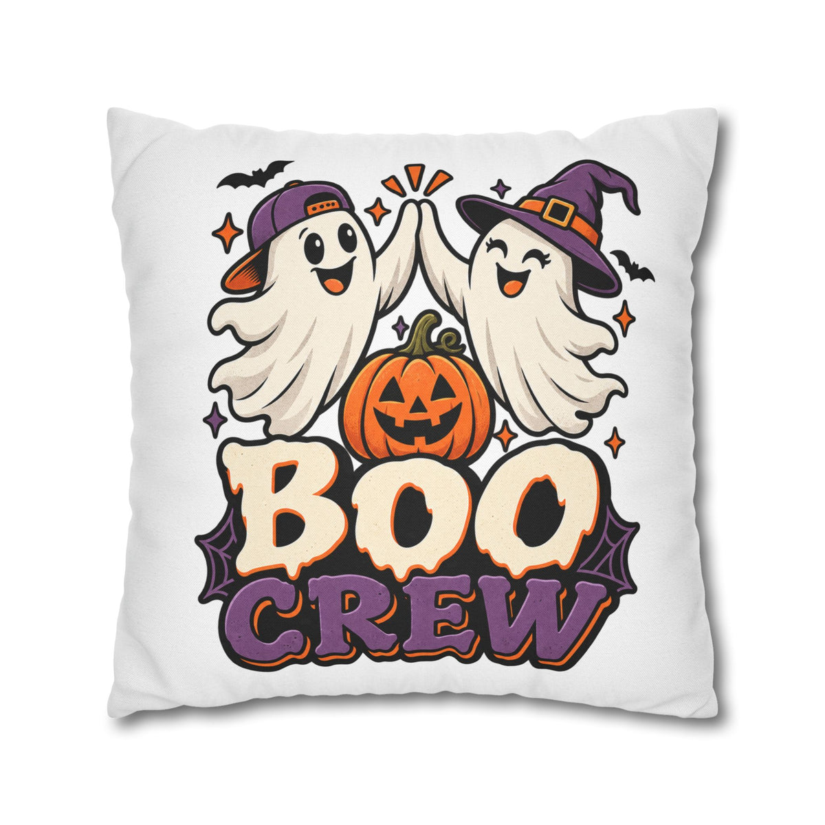 Halloween Boo Crew Pillowcase — Cute Ghost Pumpkin Decorative Throw Pillow Cover