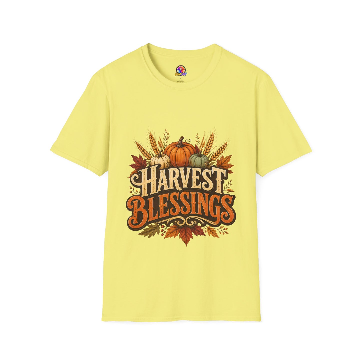 Harvest Blessings T-Shirt — Fall Pumpkin & Wheat Autumn Tee