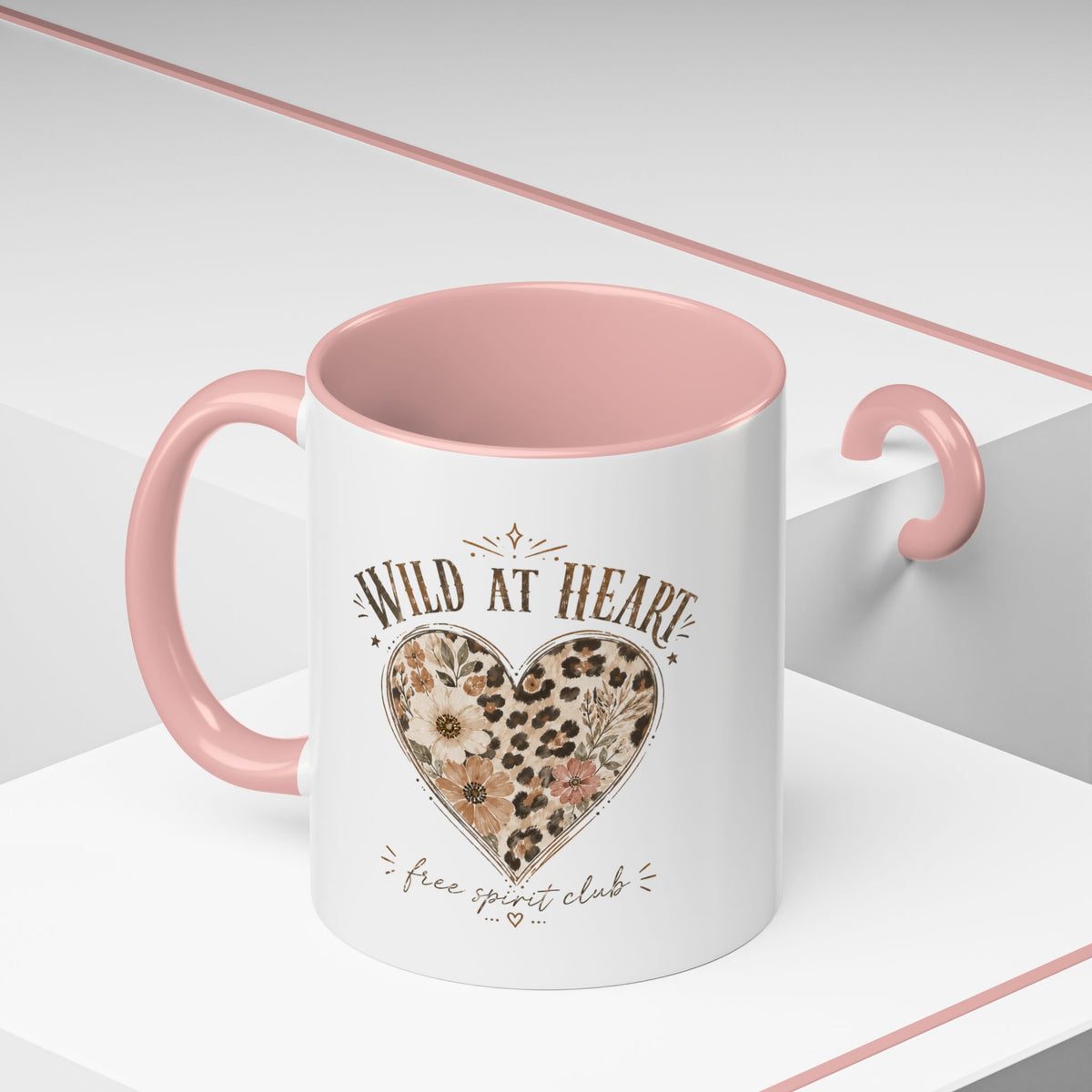 Milo Bailey Dog Dad Mom Wild at Heart Leopard Heart Accent Coffee Mug – Floral Boho