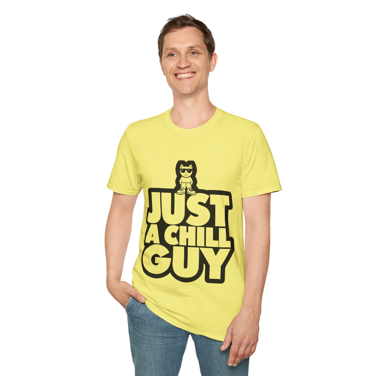 Just A Chill Guy Minimalist High Contrast T-Shirt - Viral Meme Stacked Graphic Tee - Trending Now - September 2026