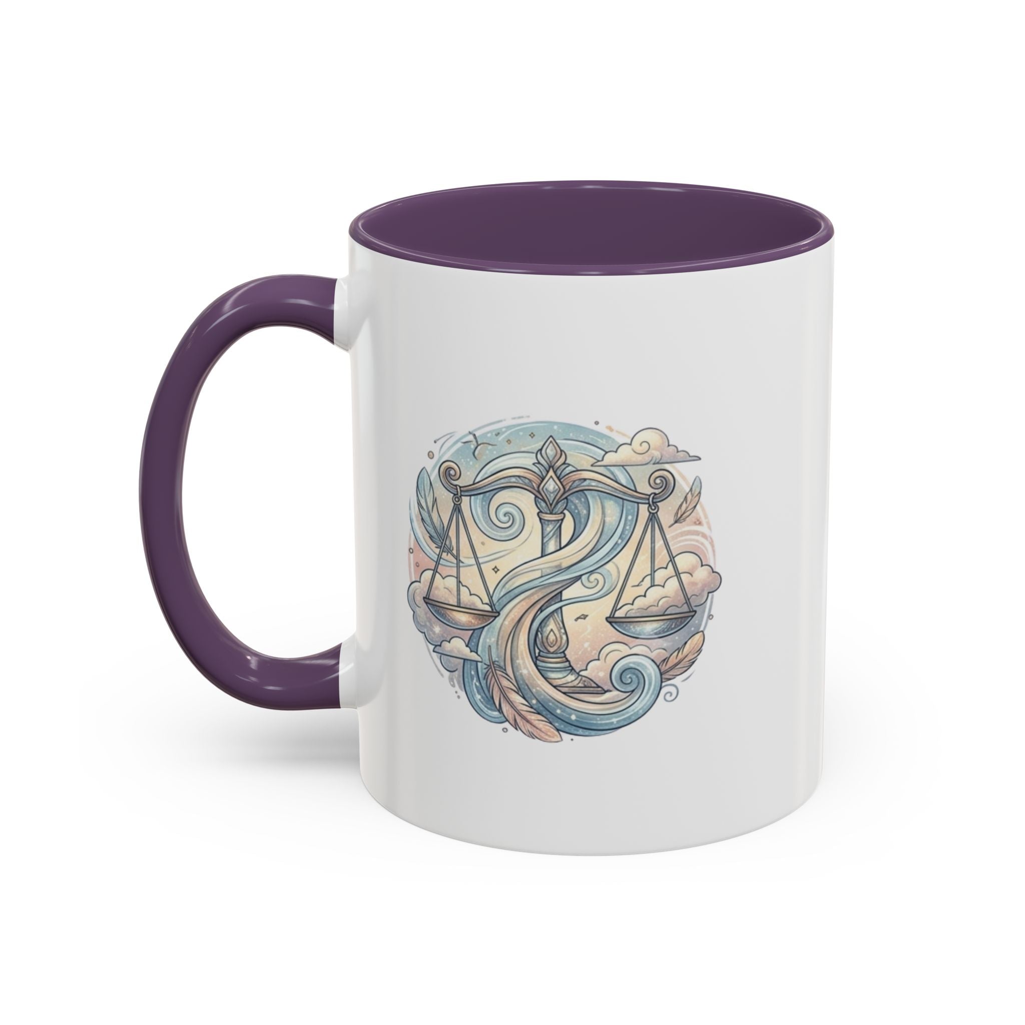 Libra Zodiac Coffee Mug — Balance Scales Astrological Accent Mug