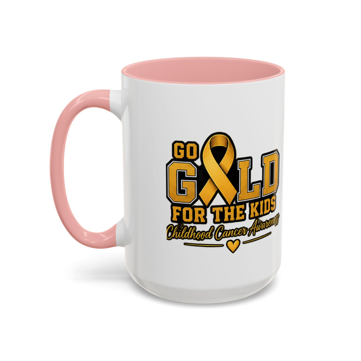 Gold For The Kids Coffee Mug — Childhood Cancer Awareness Accent Mug (11/15oz)