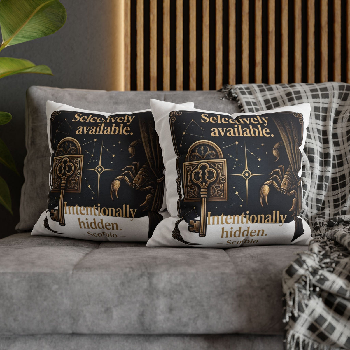 Scorpio Decorative Pillow pillowcase - "Selectively Available. Intentionally Hidden." Astrological Accent Pillow